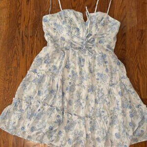 blue and white dress